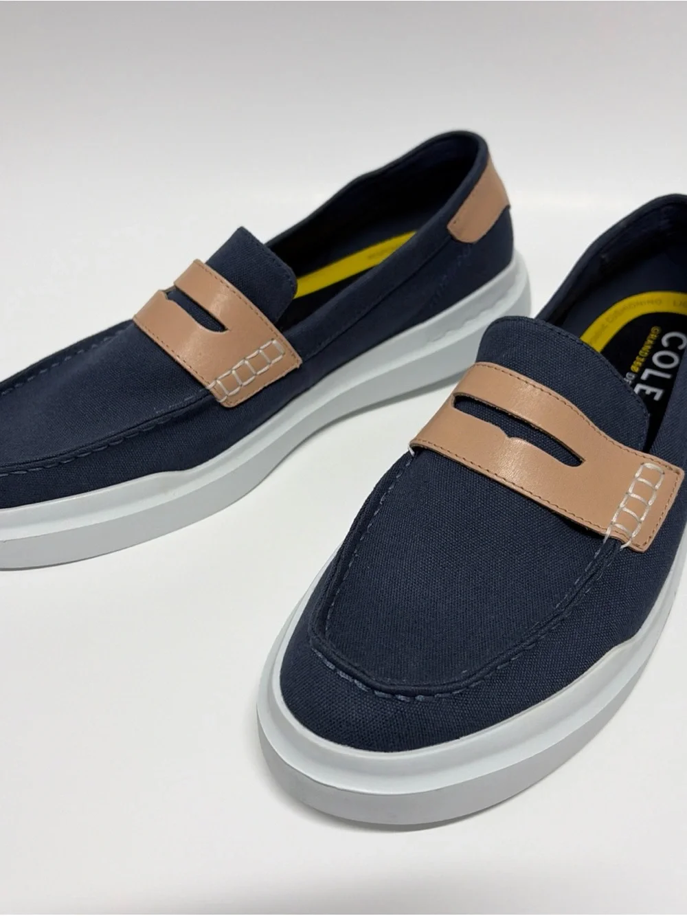 Cole Haan Men’s 10.5M Grand360 Blue Canvas Shoes Slip On Penny Loafers